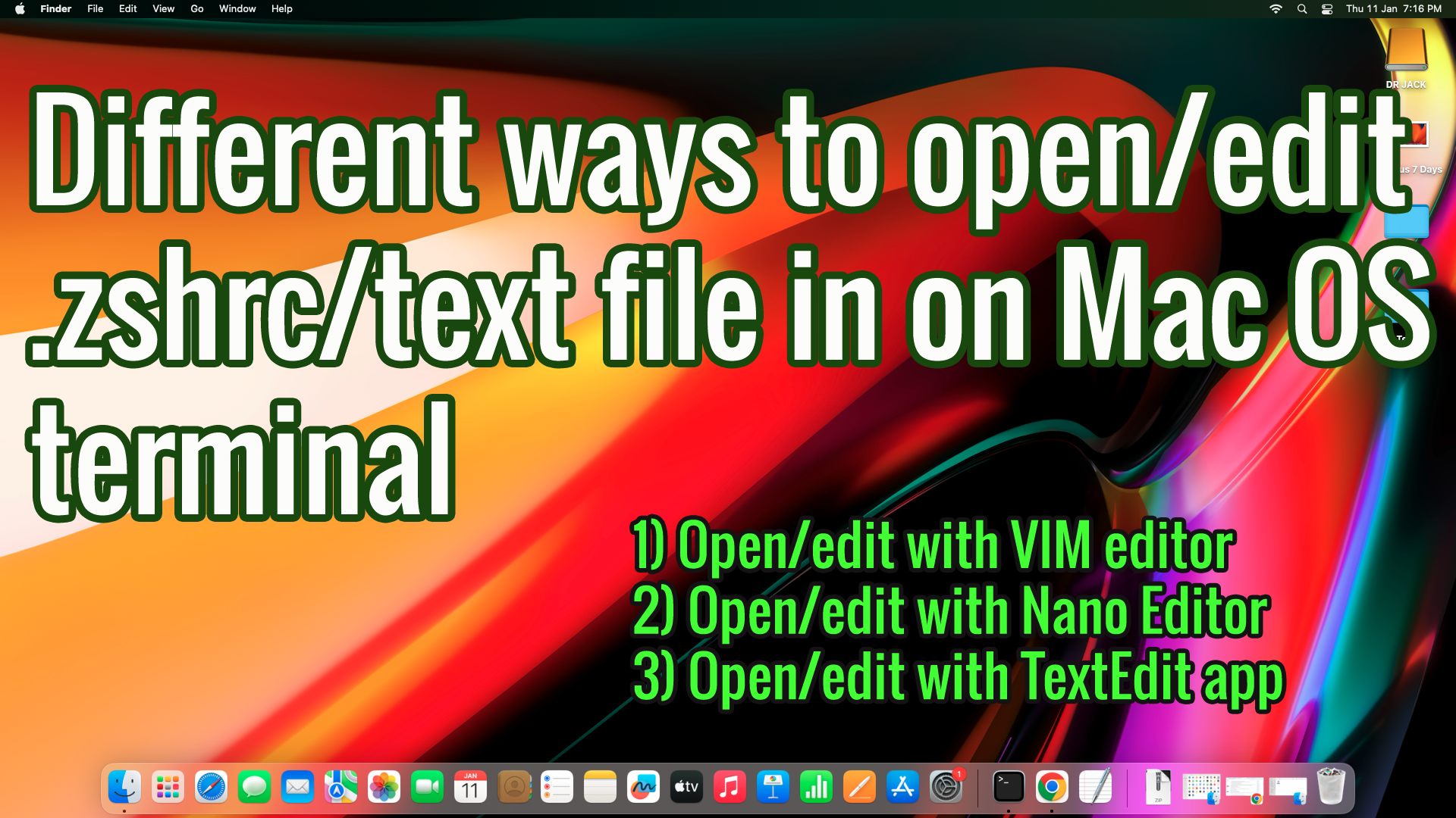 different ways to open .zshrc file in mac terminal